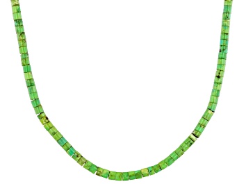 Picture of Green Turquoise Silver Heshi Bead Necklace 3mm