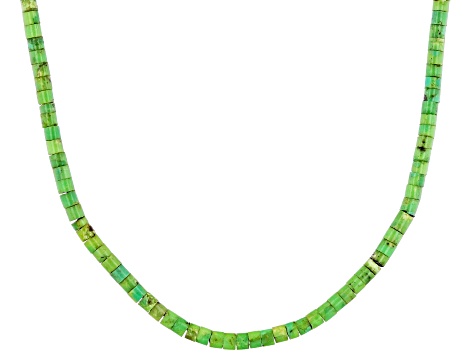 Green Turquoise Silver Heshi Bead Necklace 3mm