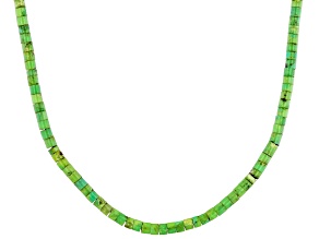 Green Turquoise Silver Heshi Bead Necklace 3mm