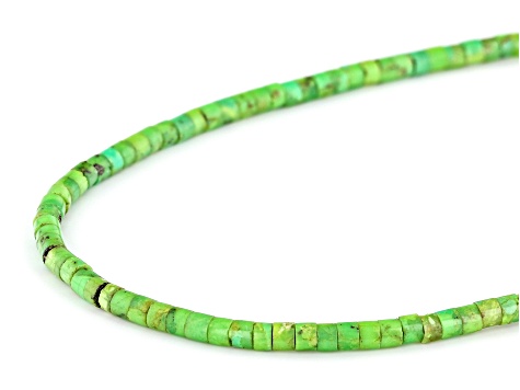 Green Turquoise Silver Heshi Bead Necklace 3mm