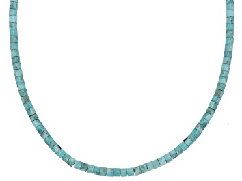 Picture of Blue Turquoise Silver Heshi Bead Necklace 3mm