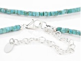 3mm Blue Turquoise Silver Heshi Bead Necklace