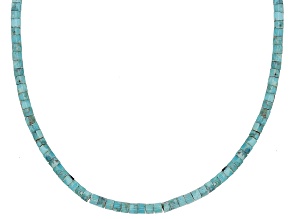 3mm Blue Turquoise Silver Heshi 20" Bead Necklace