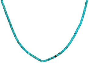 Turquoise Silver Heshi Bead 16" Necklace, 3mm