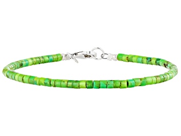 Picture of Green Turquoise Silver Heshi Bead Bracelet 3mm