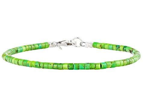 Green Turquoise Silver Heshi Bead Bracelet 3mm