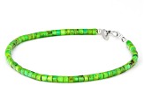 Green Turquoise Silver Heshi Bead Bracelet 3mm