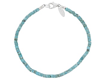 Picture of 3mm Blue Turquoise Silver Heshi Bead Bracelet