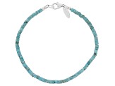 3mm Blue Turquoise Silver Heshi Bead Bracelet