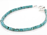 3mm Blue Turquoise Silver Heshi Bead Bracelet