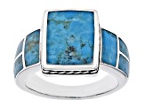 Blue Turquoise Rhodium Over Silver Ring