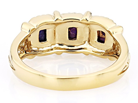 Purple Turquoise 18k Yellow Gold Over Silver Ring