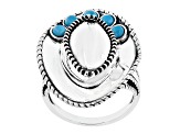 Sleeping Beauty Turquoise Rhodium Over Silver Cowboy Hat Ring