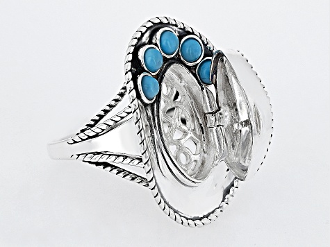 Sleeping Beauty Turquoise Rhodium Over Silver Cowboy Hat Ring