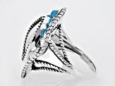 Sleeping Beauty Turquoise Rhodium Over Silver Cowboy Hat Ring