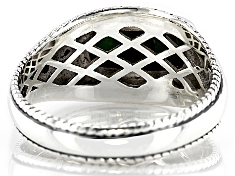 Green Turquoise Rhodium Over Silver Mens Ring
