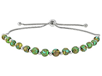 Picture of Green Turquoise Rhodium Over Silver Bolo Bracelet