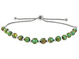 Green Turquoise Rhodium Over Silver Bolo Bracelet