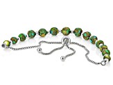 Green Turquoise Rhodium Over Silver Bolo Bracelet