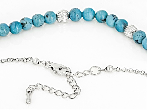 Kingman Turquoise Silver Station Necklace