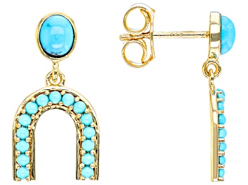 Picture of Kingman & Sleeping Beauty Turquoise 18k Yellow Gold Over Silver Earrings