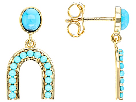 Kingman & Sleeping Beauty Turquoise 18k Yellow Gold Over Silver Earrings