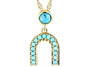 Kingman & Sleeping Beauty Turquoise 18k Yellow Gold Over Silver Pendant With Chain