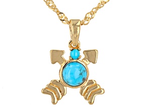 Kingman & Sleeping Beauty Turquoise 18k Yellow Gold Over Silver Pendant with Chain