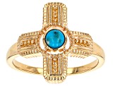 Kingman Turquoise 18k Yellow Gold Over Silver Cross Ring