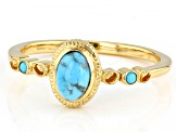 Kingman & Sleeping Beauty Turquoise 18k Yellow Gold Over Silver Ring