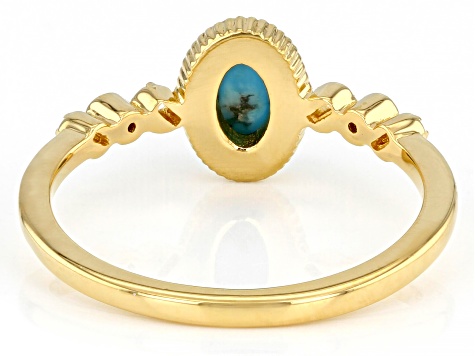 Kingman & Sleeping Beauty Turquoise 18k Yellow Gold Over Silver Ring