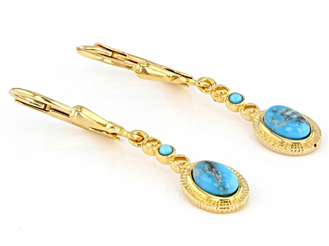 Kingman & Sleeping Beauty Turquoise 18k Yellow Gold Over Silver Earrings