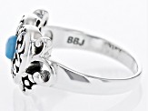 Sleeping Beauty Turquoise Rhodium Over Silver Heart Shape Ring