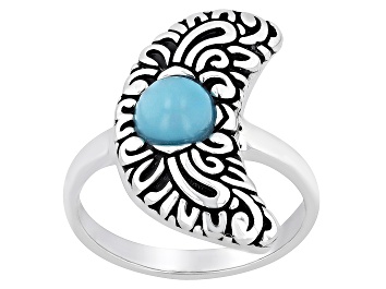 Picture of Sleeping Beauty Turquoise Rhodium Over Silver Moon Ring