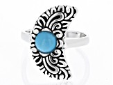 Sleeping Beauty Turquoise Rhodium Over Silver Moon Ring