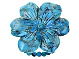 35x35mm Carved Blue Turquoise Flower Stretch Ring