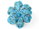 35x35mm Carved Blue Turquoise Flower Stretch Ring