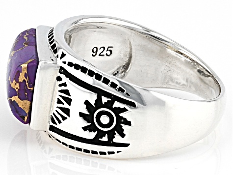 Purple Turquoise Rhodium Over Silver Men's Ring