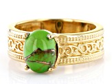 Green Turquoise 18k Yellow Gold Over Silver Solitaire Ring