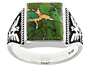 Green Turquoise Sterling Silver Men's Ring