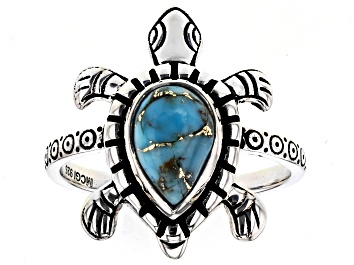 Picture of Blue Turquoise Sterling Silver Oxidized Turtle Ring