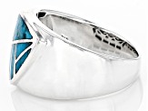 Blue Turquoise Rhodium Over Silver Mens Ring