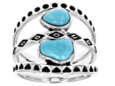 Blue Kingman Turquoise Rhodium Over Silver Statement Ring
