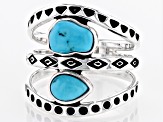 Blue Kingman Turquoise Rhodium Over Silver Statement Ring