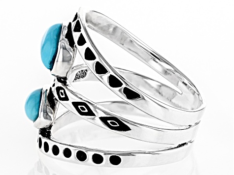 Blue Kingman Turquoise Rhodium Over Silver Statement Ring - SWW736 | JTV