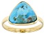 Blue Turquoise 18k Yellow Gold Over Silver Ring