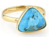 Blue Turquoise 18k Yellow Gold Over Silver Ring