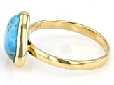 Blue Turquoise 18k Yellow Gold Over Silver Ring