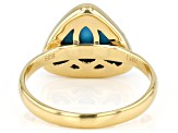 Blue Turquoise 18k Yellow Gold Over Silver Ring