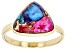 Blended Turquoise & Purple Spiny Oyster Shell 18k Gold Over Silver Ring